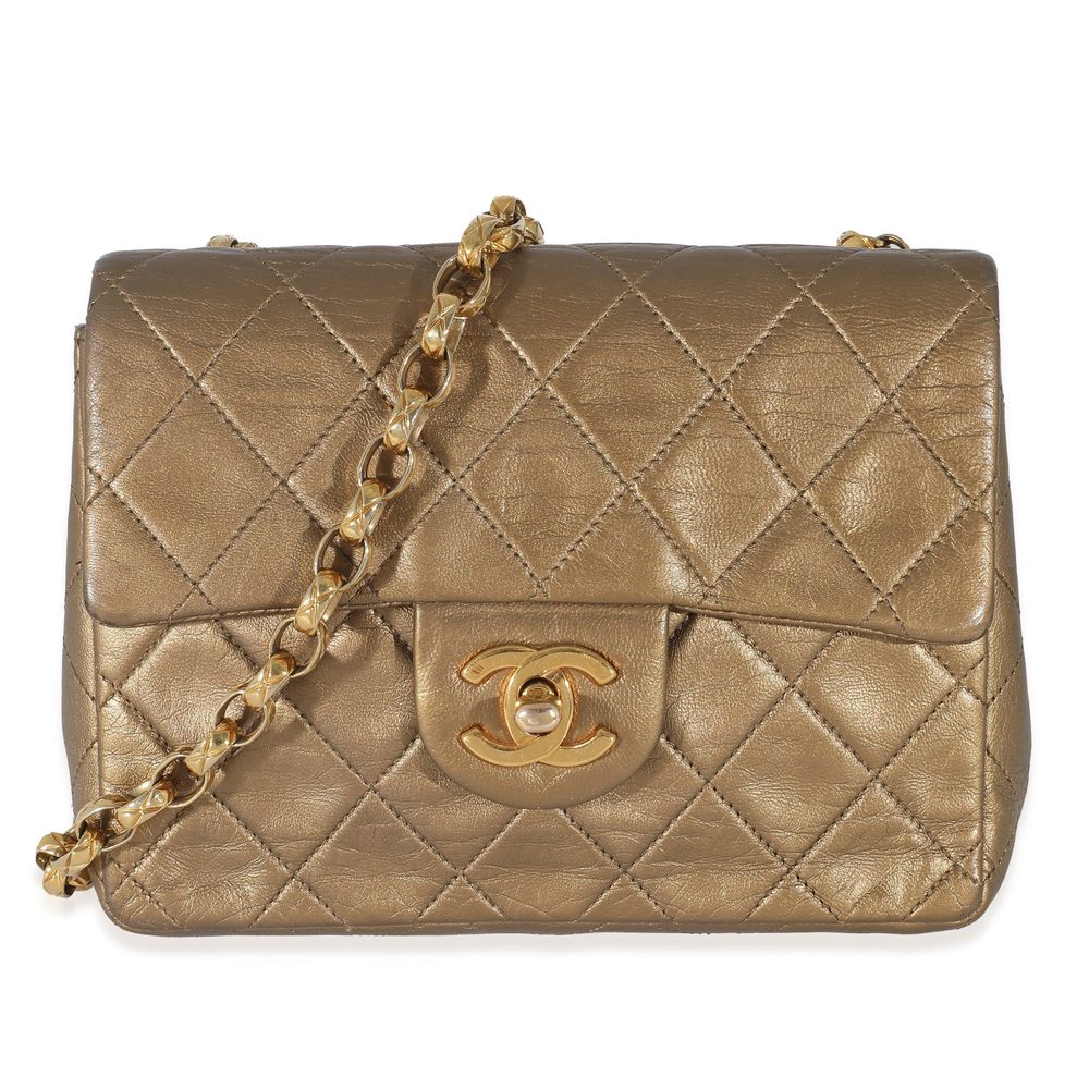 Chanel Vintage Quilted Metallic Gold Leather Bijoux Chain Mini Flap Bag